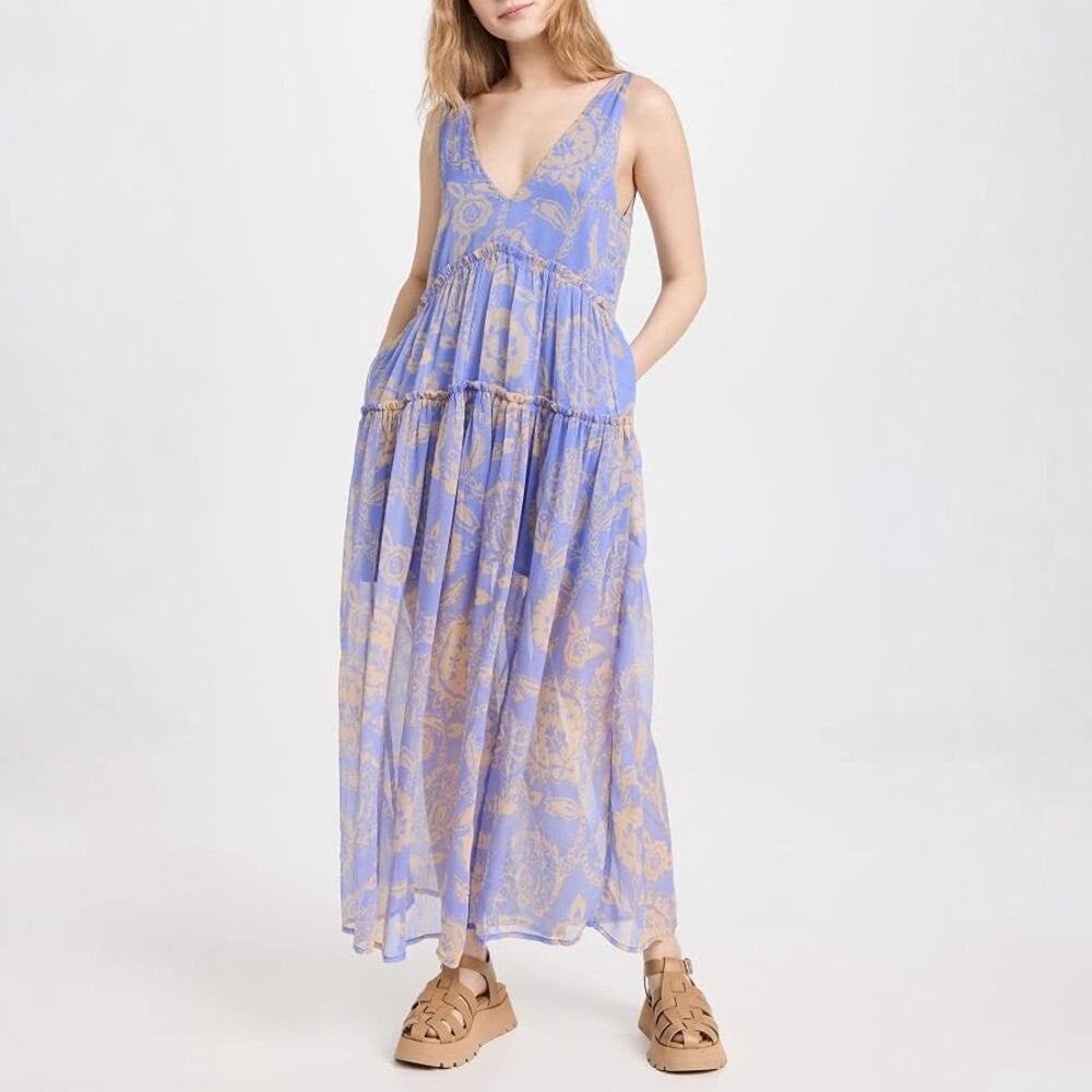 Free People Julianna Maxi Dress in Bluebell Combo Size S